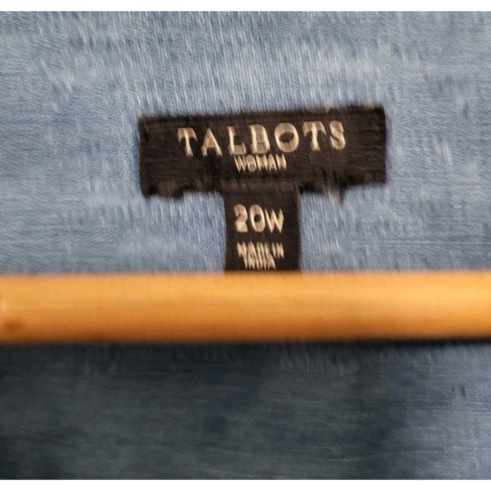 Talbots Blue Chambray Denim Roll Tab Sleeve Button Up Shirt Sz 20w - Picture 5 of 7